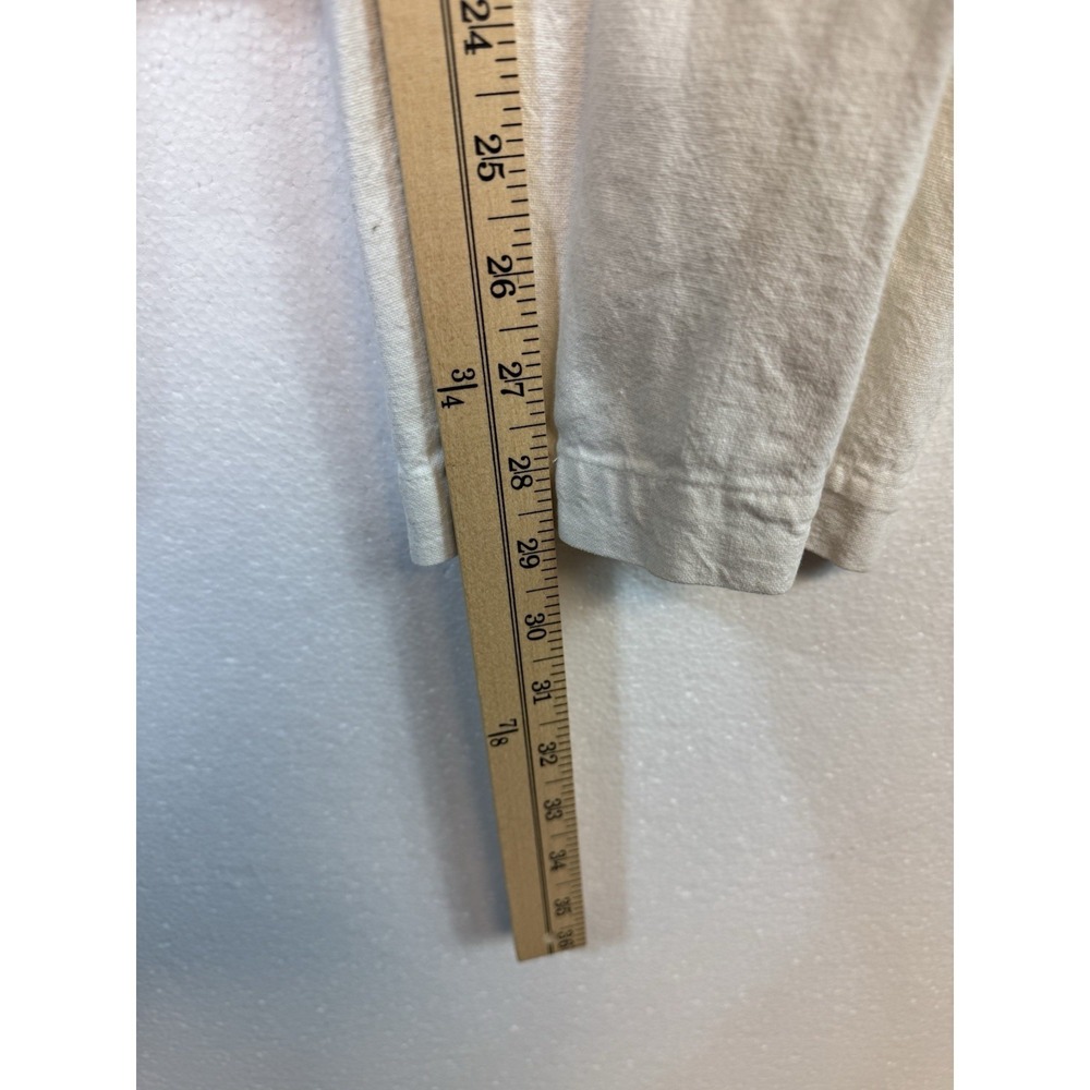 Y2K Express Linen Blend Drawstring Pants Men XL Beige Button Fly Wide Leg Beach - Picture 8 of 10